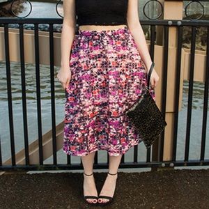Sam Edelman Floral Embroidered Organza Midi Skirt